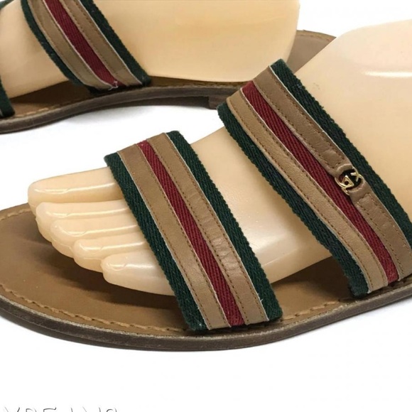 Gucci Other - GUCCI VTG Mens Sandals Slides LOGO GG 10 10.5